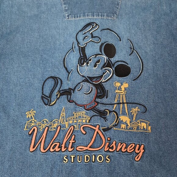 Disney Store Denim Button-Up Shirt Blue Cotton Vintage Embroidered – Men’s L - Picture 10 of 10